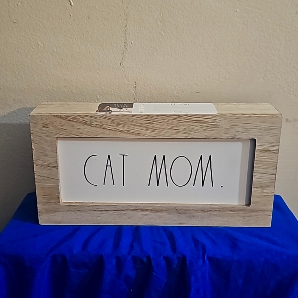 Rae Dunn CAT MOM wooden frame.